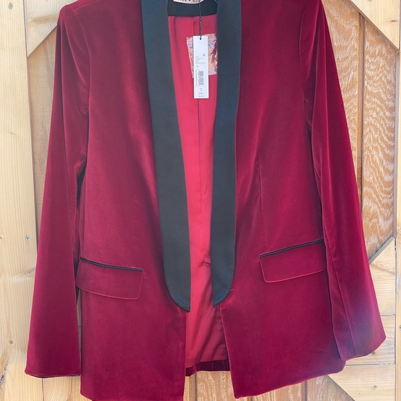 Alice and Olivia Deep Ruby Black Velvet blazer - Picture 3 of 9